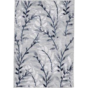Teppich Deja 100, carpetfine, rechteckig, Höhe: 4 mm, robustes Flachgewebe, Motiv- Floral Palmenblätter, Hoch-Tief Effekt