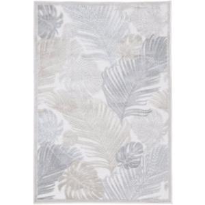 Teppich Deja 104, carpetfine, rechteckig, Höhe: 4 mm, robustes Flachgewebe, Motiv- Floral Palmenblätter, Hoch-Tief Effekt