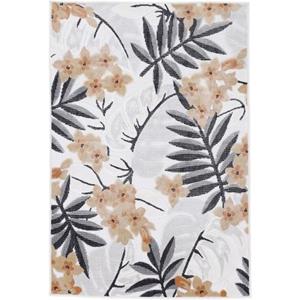 Teppich Deja 102, carpetfine, rechteckig, Höhe: 4 mm, robustes Flachgewebe, Motiv- Floral Palmenblätter, Hoch-Tief Effekt