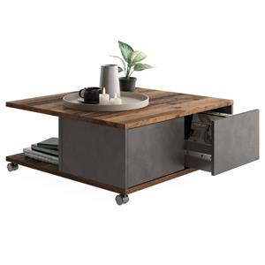 FD Furniture Vierkante salontafel Twin oud eiken met antraciet