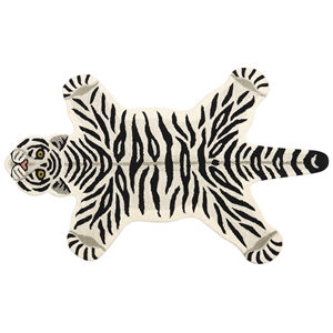 Beliani - Teppich Schwarz und Weiß Wolle Tiermotiv 100 x 160 cm Tiger Design Handgetuftet Modern Kurzhaar Kinderzimmer Schlafzimmer Deko Accessoires