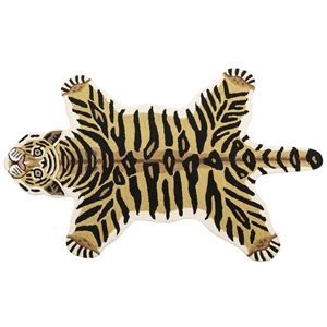 beliani Kinderteppich Wolle beige Tiermotiv Tiger 100 x 160 cm handgetuftet Shere - Beige