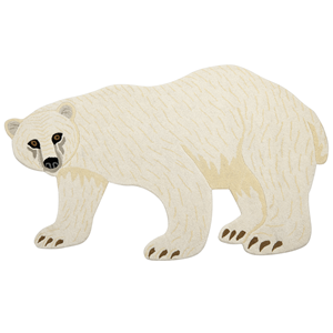 beliani Kinderteppich Wolle weiß Tiermotiv Eisbär 100 x 160 cm handgetuftet Iorek - Schwarz