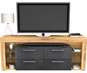 FD Furniture Tv-meubel Raymond met 4 lade 180 cm breed antraciet met eiken