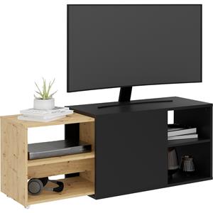 FD Furniture Tv-Meubel Slide 129 cm Breed zwart met artisan eiken