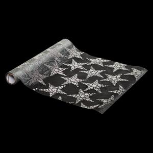 Atmosphera Decoratie stof of tafelloper - zilver sterren - 28 x 500 cm -organza -