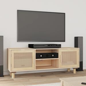 VidaXL Tv-meubel 105x30x40 cm massief grenenhout en rattan bruin