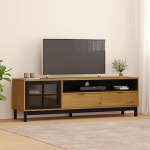 vidaXL TV-Schrank TV-Schrank mit Glastür FLAM 158x40x50 cm Massivholz Kiefer