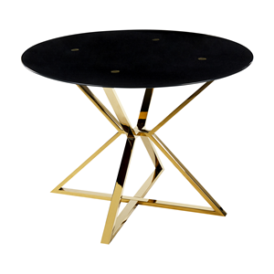 BELIANI Eettafel glas zwart/goud ⌀ 105 cm BOSCO