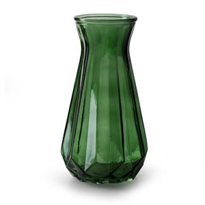 Jodeco Bloemenvaas - groen/transparant glas - H15 x D10 cm -