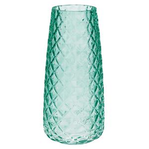 Bellatio Bloemenvaas - groen - transparant glas - D10 x H21 cm -