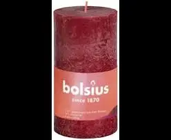 Bolsius Stompkaars rustiek shine d10h20cm velv.red