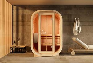 Finntherm - Innensauna Elipso s, Sauna mit Glasfront, 42 mm Wandstärke, 2 Personen - ohne Farbbehandlung