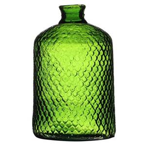 Urban Living Natural Living Vaas Scubs Bottle - groen geschubt - glas - D18xH31cm