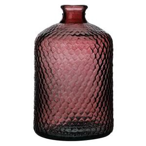 Urban Living Natural Living Vaas Scubs Bottle - rood geschubt - glas - D18xH31cm
