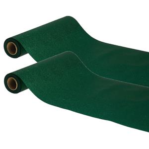 Chaks Tafelloper op rol - 2x - donker groene glitter - 30 x 500 cm - polyester -
