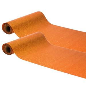 Chaks Tafelloper op rol - 2x - oranje glitter - 30 x 500 cm - polyester -