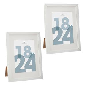 5five Fotolijstje voor een foto van 18 x 24 cm - 2x stuks - wit - foto frame Manu - modern/strak ontwerp -