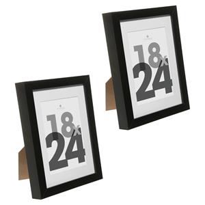 5five Fotolijstje voor een foto van 18 x 24 cm - 2x stuks - zwart - foto frame Eva - modern/strak ontwerp -
