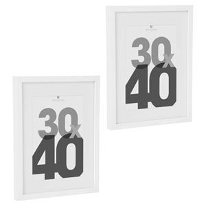 5five Fotolijstje voor een foto van 30 x cm - 2x stuks - wit - foto frame Eva - modern/strak ontwerp -