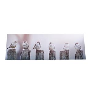 Massamarkt Schilderij Sparrows Bruin Canvas/hout 30x90x1,8cm