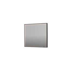 INK SP19 spiegel - 90x4x80cm rechthoek in stalen kader incl dir LED - verwarming - color changing - dimbaar en schakelaar - geborsteld metal black 8409135