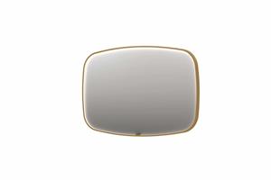 INK SP31 contour spiegel in stalen kader met dimbare directe LED-verlichting, spiegelverwarming, color changing en schakelaar 120 x 4 x 80 cm, geborsteld mat goud