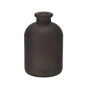 DK Design Bloemenvaas fles model - helder gekleurd glas - mat zwart - D11 x H17 cm -