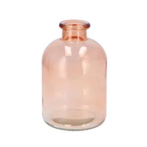 DK Design Bloemenvaas fles model - helder gekleurd glas - perzik roze - D11 x H17 cm -