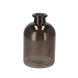 DK Design Bloemenvaas fles model - helder gekleurd glas - zwart - D11 x H17 cm -