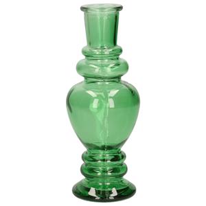 Ideas 4 Seasons Bloemenvaas Venice - voor kleine stelen/boeketten - gekleurd glas - helder groen - D5,7 x H15 cm -