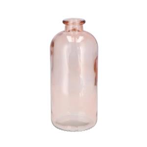 DK Design Bloemenvaas fles model - helder gekleurd glas - perzik roze - D11 x H25 cm -