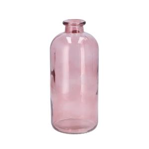 DK Design Bloemenvaas fles model - helder gekleurd glas - zacht roze - D11 x H25 cm -