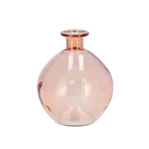 DK Design Bloemenvaas rond model - helder gekleurd glas - perzik roze - D13 x H15 cm -