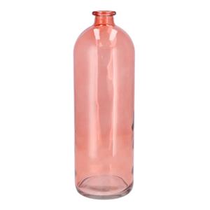 DK Design Bloemenvaas fles model - helder gekleurd glas - koraal roze - D14 x H41 cm -