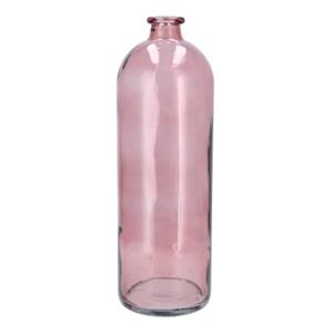 DK Design Bloemenvaas fles model - helder gekleurd glas - zacht roze - D14 x H41 cm -
