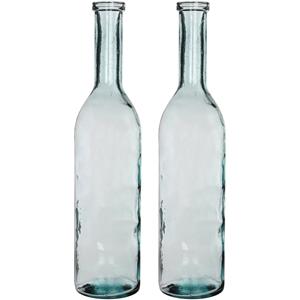 Mica Decorations Set van 2x stuks transparante fles vaas/vazen van eco glas 18 x 75 cm -