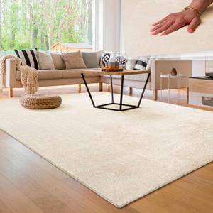 pacohome Teppich, Kurzflor-Teppich Für Wohnzimmer, Soft, Weich, Waschbar, In Beige 60x100 cm - Paco Home