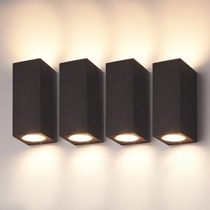 HOFTRONIC™ Set van 4 Selma dimbare LED wandlamp - Up & Down light - IP65 - excl. GU10 lichtbron - Zwart - Binnen en buiten - 3 jaar garantie