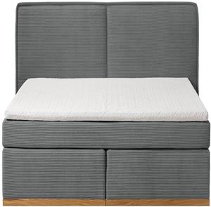 Home affaire Boxspring SHERWOOD hotelbed, bekleed bed Hoogwaardig cord ,zachte velours-structuur, met topmatras, eiken