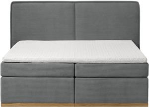 Home affaire Boxspring SHERWOOD hotelbed, bekleed bed Hoogwaardig cord ,zachte velours-structuur, met topmatras, eiken