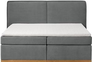 Home affaire Boxspring SHERWOOD hotelbed, bekleed bed Hoogwaardig cord ,zachte velours-structuur, met topmatras, eiken