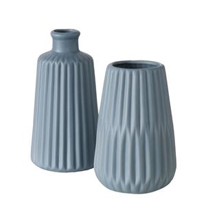 Vasen Set Esko 2-teilig blau matt, Blumenvasen aus Keramik, ø ca. 8,5 cm - Boltze