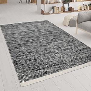 pacohome Wohnzimmer-Teppich Aus Wolle Und Baumwolle, Handgewebtes Flachgewebe, Braun Weiß 160x230 cm - Paco Home