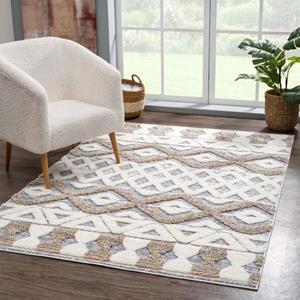 Carpet City Hochflor-Teppich "Focus 3050", rechteckig, Boho-Teppich, besonders weich, 3D-Effekt, Rauten Design
