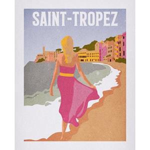 Komar Wandbild "Vintage Travel Saint-Tropez", (1 St.), Deutsches Premium-Poster Fotopapier mit seidenmatter Oberfläche und hoher Lichtbeständigkeit. Für fotorealistische Drucke 
