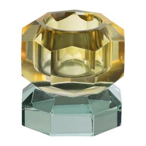 Xenos Dinerkaarshouder kristal 2-laags - oker/groen - 4x4x4 cm