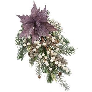 I.GE.A. Winterliche Kunstpflanze "Gesteck, Poinsettia mit LED Beleuchtung, Weihnachtsdeko,"