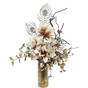 I.GE.A. Winterliche Kunstpflanze "Gesteck, Soft-Magnolie in Vase, festliche Weihnachtdeko,"