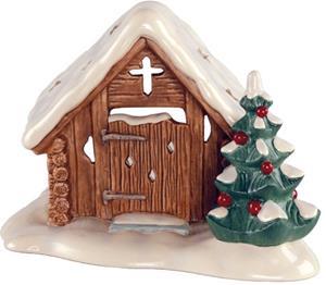Goebel Teelichthalter "Waldkapelle, Höhe ca. 16,5 cm, Weihnachtsfigur aus Steingut", (1 St.), Sammlerfigur, Weihnachtsdeko mit Baum, inkl. 1x Teelicht
